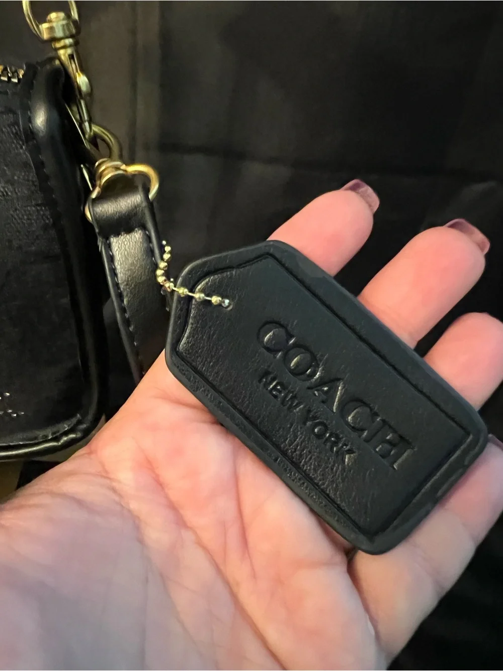 Coach Black Shoulder Bag with Gold Chain